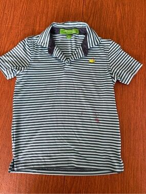 Masters Boys Striped Polo Shirt in Light Blue & Navy 3T